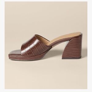 Brown Block Heel Mules